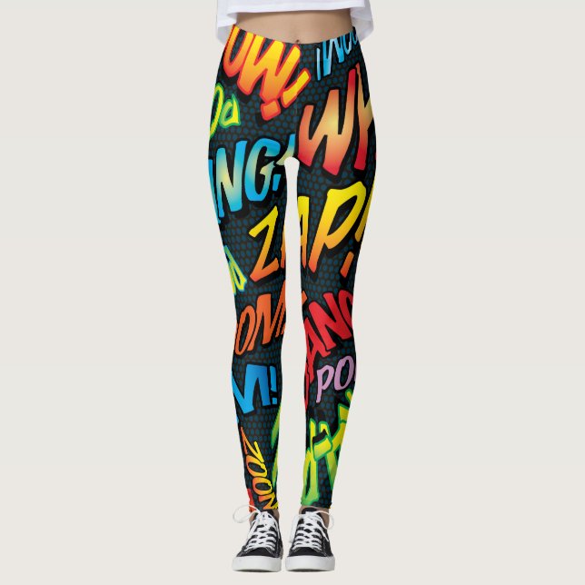 Serietidnings Pop Art Ljud Leggings (Framsida)