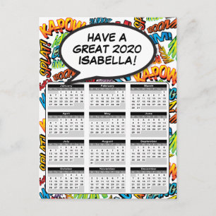 Serietidnings Pop Art Pratbubbla 2020 Kalender Vykort