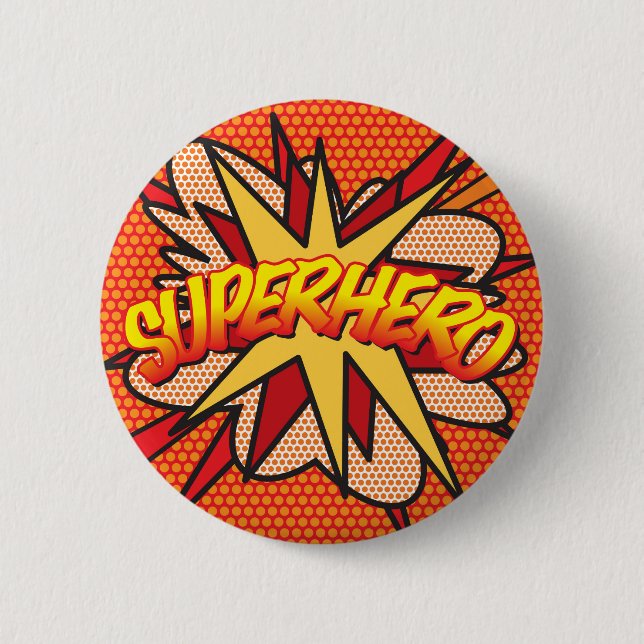 Serietidnings Pop Art SUPERHJÄLTE Knapp (Framsida)