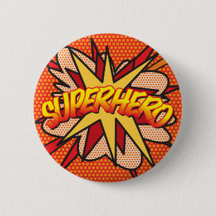 Serietidnings Pop Art SUPERHJÄLTE Knapp