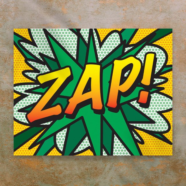 Serietidnings Pop Art ZAP Superhjälte Poster (Comic Book Pop Art ZAP Superhero Poster)