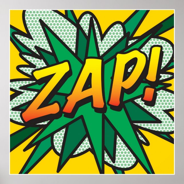 Serietidnings Pop Art ZAP Superhjälte Poster (Framsidan)