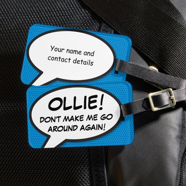 Serietidningsblå Personlig Rolig Citat Bagagebricka (Comic Book Blue Personalized Funny Quote Luggage Tag)