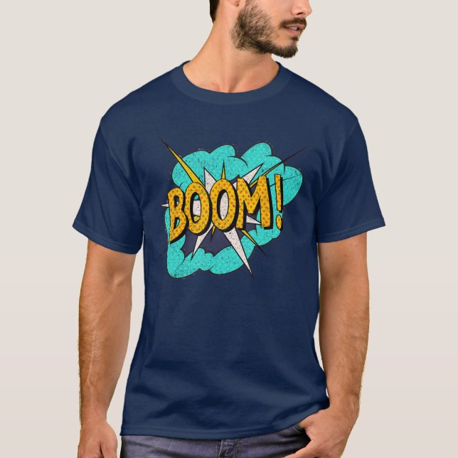 Serietidningsljud Effekt Bomm Action Bubbla retro T Shirt (Framsida)