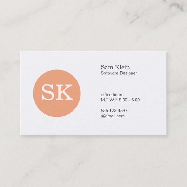 Serietyp Monogram Apricot Circle Visitkort (Framsida)