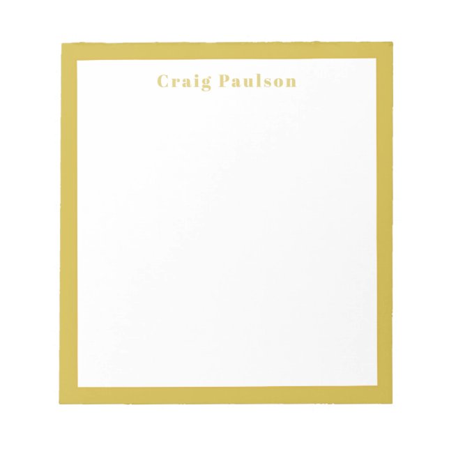 Serif Font Simple Professional Plain Gold White Anteckningsblock (Framsida)