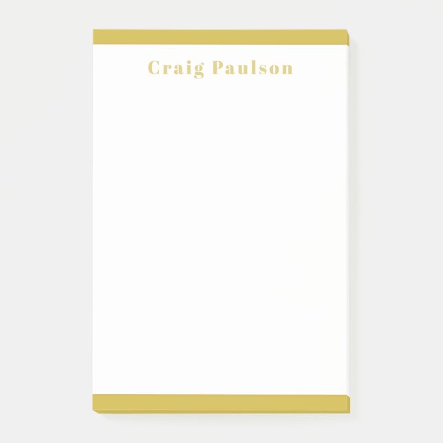 Serif Font Simple Professional Plain Gold White Post-it Block (Framsida)