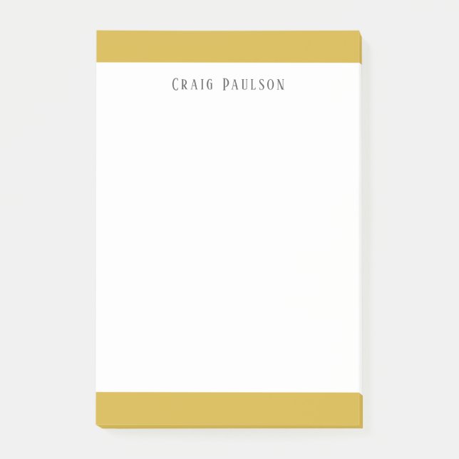 Serif Font Simple Professional Plain Gold White Post-it Block (Framsida)