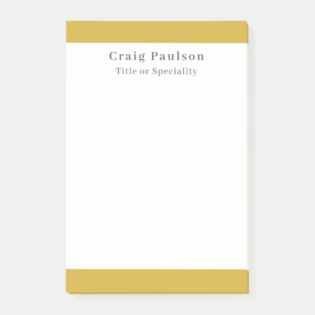 Serif Font Simple Professional Plain Gold White Post-it Block (Framsida)