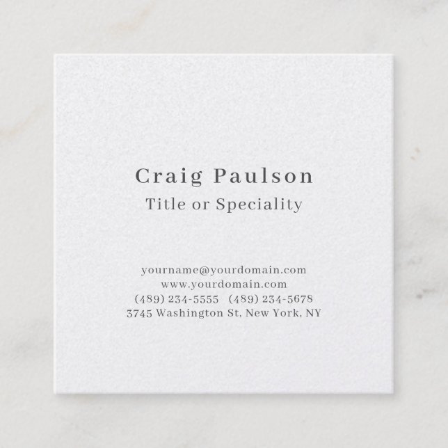 Serif Font Simple Professional Plain Premium Pearl Fyrkantigt Visitkort (Framsida)