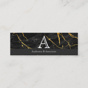 Serif Initial Monogram Black Marble Mini Visitkort