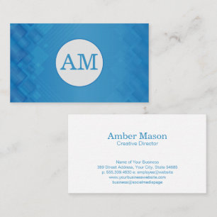 Serif Monogram Blue Geometric Mönster Visitkort