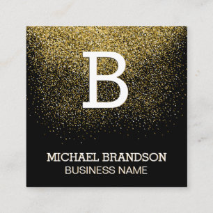 Serif Monogram Guld Confetti Fyrkantigt Visitkort