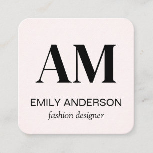 Serif Monogram Ljusstrimlad Mönster Fyrkantigt Visitkort