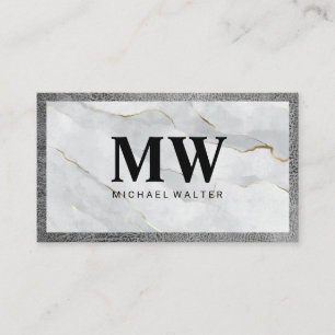 Serif Monogram Marble Leather Lux Visitkort