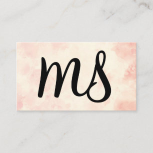 Serif Monogram Rosa vattenfärgsbakgrund Visitkort
