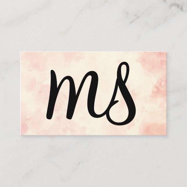 Serif | Monogram | Rosa vattenfärgsbakgrund Visitkort (Framsida)