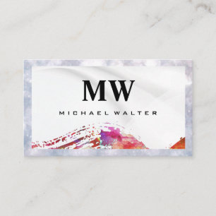 Serif Monogram   Vattenfärg Brukad Visitkort