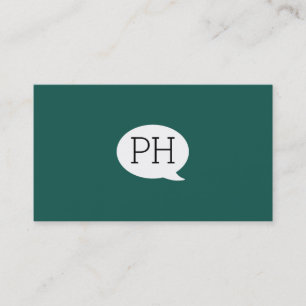 Serif Type Monogram Talk Bubble Flaska Grönt Visitkort