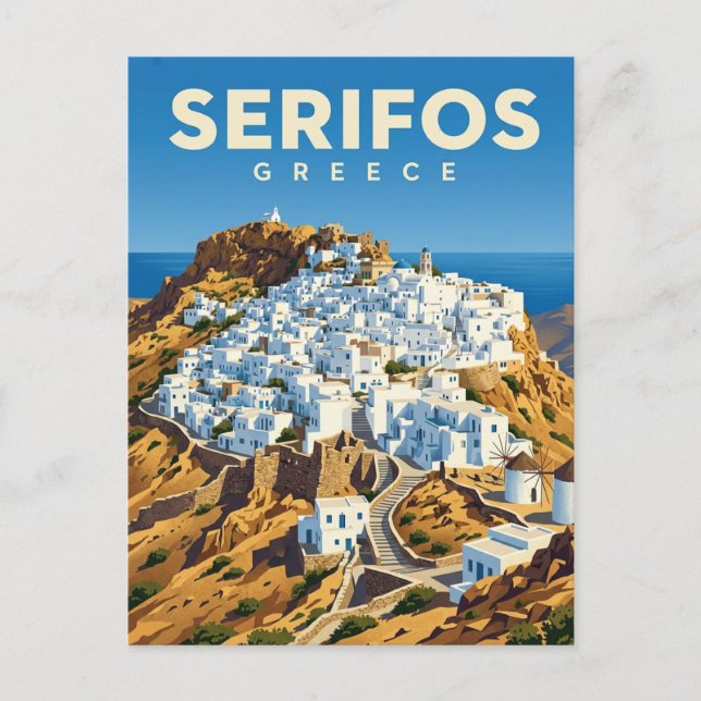 Serifos Chora, Serifos Grekland Vykort (Framsida)