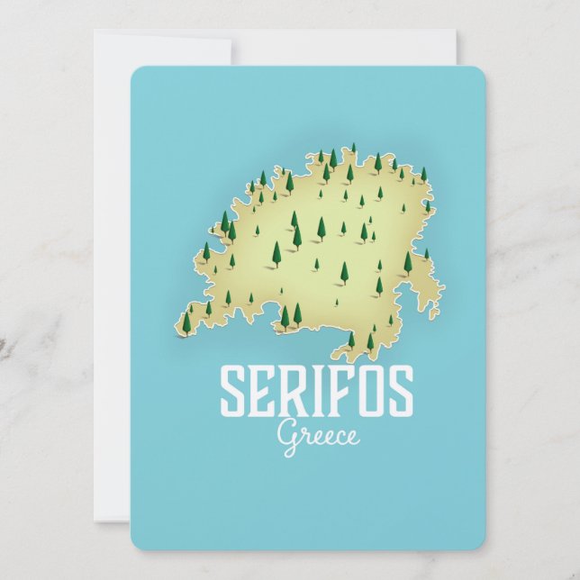 Serifos Grekiska Karta Illustrated-reseaffisch (Framsida)