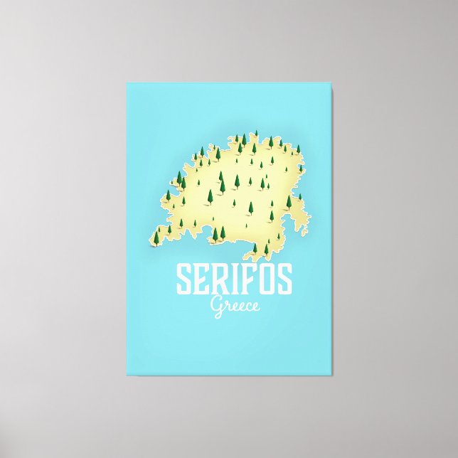 Serifos Grekiska Karta Illustrated-reseaffisch Canvastryck (Framsida)