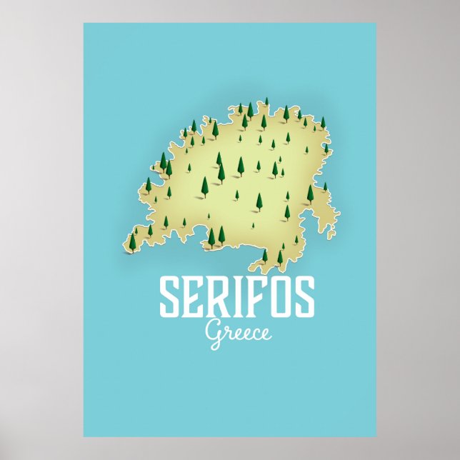 Serifos greklandskarta Illustrerad reseaffisch Poster (Framsidan)