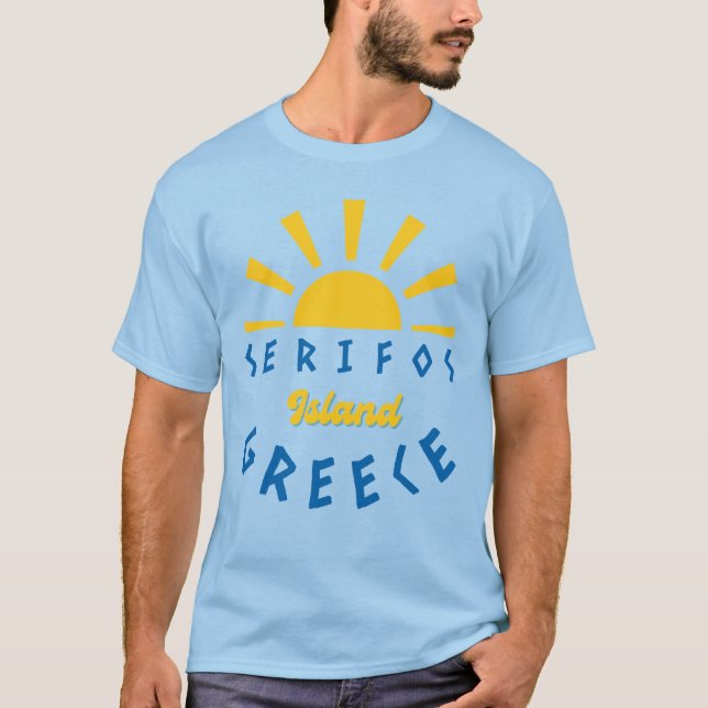 Serifos Island, Grekland - Sunshine Manar blå T Shirt (Framsida)