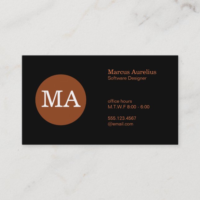 Seriftypsmonogram Bronscirkel Visitkort (Framsida)