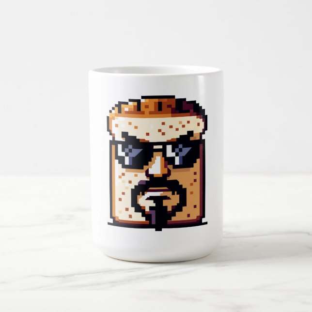 Seriöst Bread - luddigt Pixel Art Retro-tecken Kaffemugg (Center)