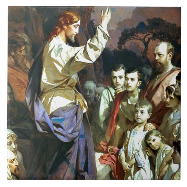 Sermon på berget, bra konst, kakelplatta (Framsidan)