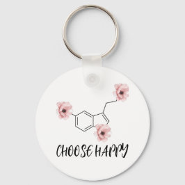 Serotonin Molecule Rosa Flowers Välj Lycklig Nyckelring