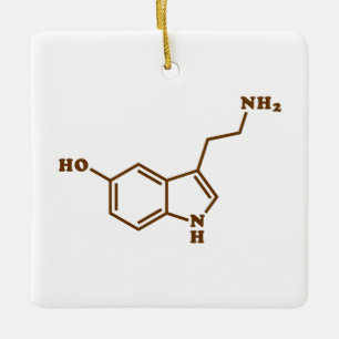 Serotonin molekylär kemisk formel julgransprydnad keramik