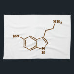 Serotonin molekylär kemisk formel kökshandduk<br><div class="desc">Serotoninmolekyl ~ Kemisk strukturformel Organic Compound.

Globe Trotters specialiserar sig på idiosynkratiskt bildmaterial från hela världen. Här hittar du unika hälsningskort,  vykort,  Poster,  Mousepads med mera.</div>