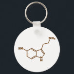 Serotonin molekylär kemisk formel nyckelring<br><div class="desc">Serotoninmolekyl ~ Kemisk strukturformel Organic Compound. Globe Trotters specialiserar sig på idiosynkratiskt bildmaterial från hela världen. Här hittar du unika hälsningskort,  vykort,  Poster,  Mousepads med mera.</div>