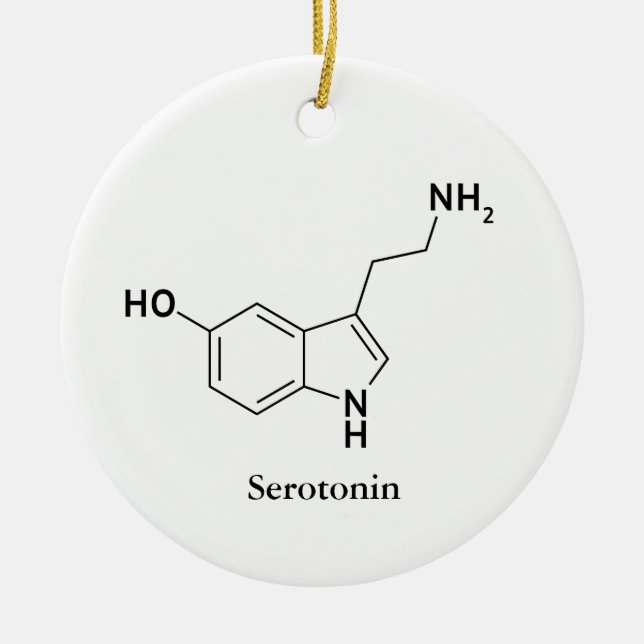 Serotonin molekylär strukturkemi julgransprydnad keramik (Framsidan)
