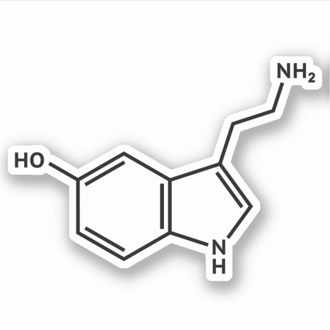 Serotoninmolekylstruktur Klistermärken (Framsida)