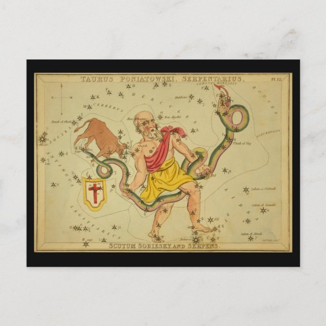 Serpens, Taurus Poniatowski, Serpentarius etc. Vykort (Framsida)