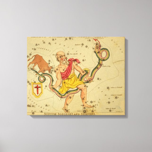 Serpens - Vintagens astronomiska stjärndiagram Canvastryck (Framsida)