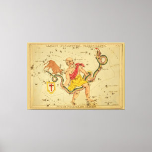 Serpens - Vintagens astronomiska stjärndiagram Canvastryck