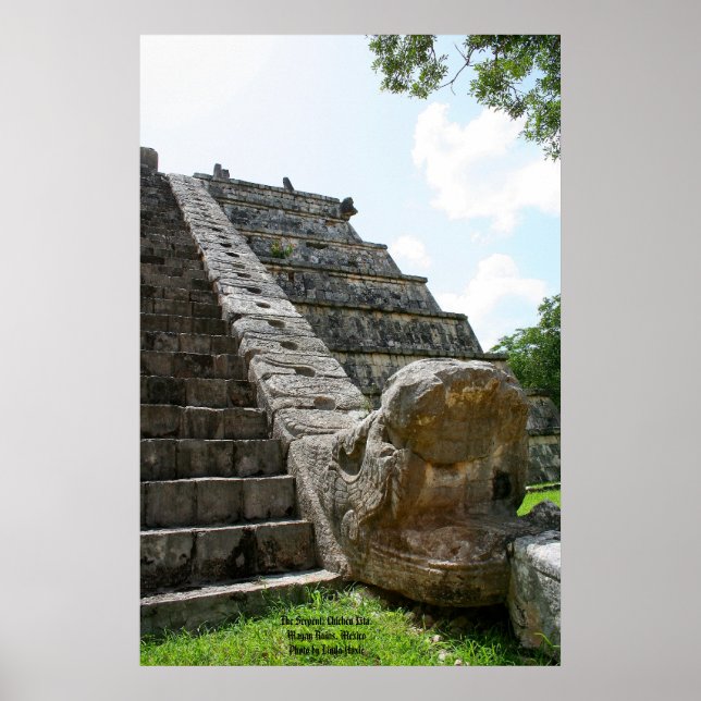 Serpent, Chichen Ixta, Mayan Ruins, Mexiko Poster (Framsidan)