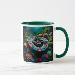 Serpent coloré dans une jungle fleurie. mugg