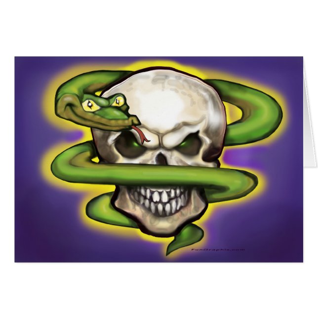 Serpent Evil Skull Hälsningskort (Framsidan Horizontal)