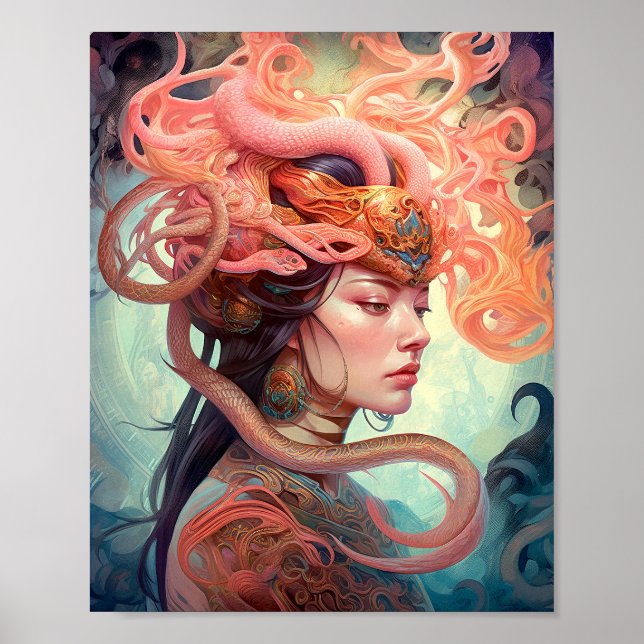 Serpent Hair Dam Fantasy Art Poster (Framsidan)