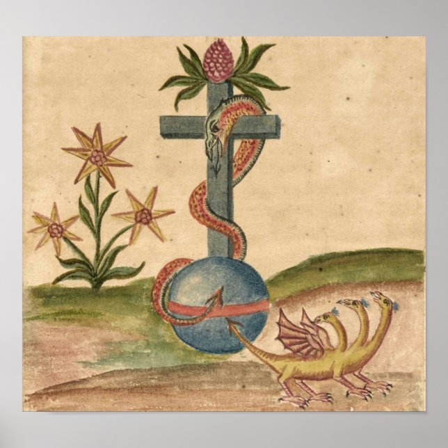Serpent på Kor Orb från Clavis Artis Manuscript Poster (Framsidan)
