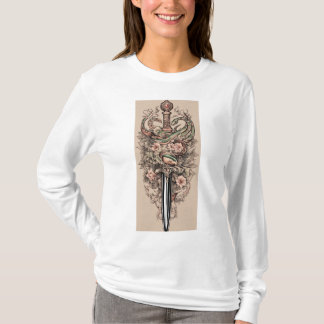 : "Serpents Embrace: Dagger and Snake Tattoo T Shirt