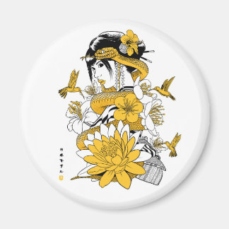 Serpiente amarilla con geisha magnet