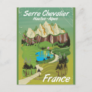 Serre Chevalier, Frankrike skidresoraffisch Vykort