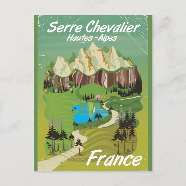 Serre Chevalier, Frankrike skidresoraffisch Vykort (Framsida)