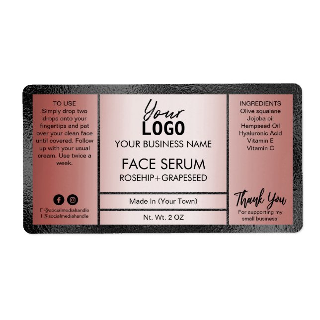 Serum av olja med oljehalt i ro Guld och svartvit Fraktsedel (Framsidan)